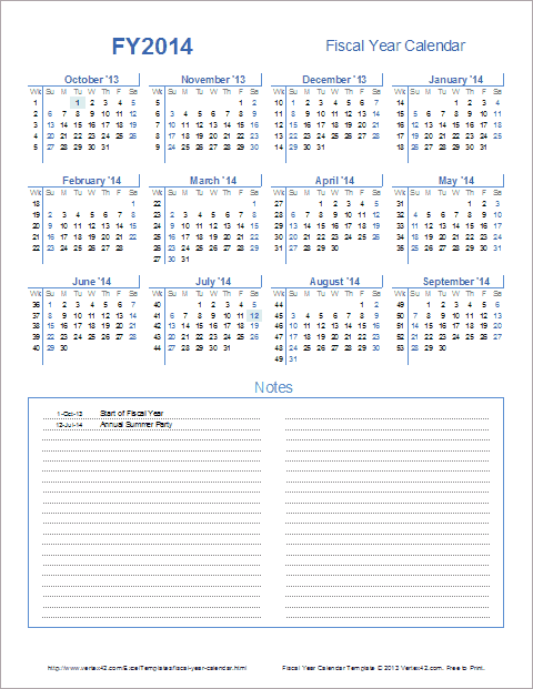 Fiscal Year Calendar Template For 2014 And Beyond - 2014 Financial Year Calendar Week Numbers