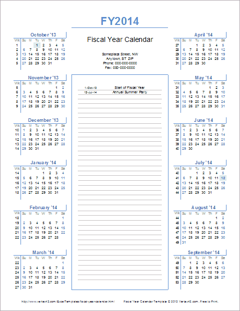 Fiscal Year Calendar Template For 2014 And Beyond - 2014 Fiscal Calendar With Week Numbers