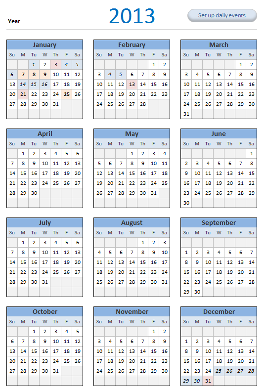 FREE 2013 Calendar Download And Print Year 2013 Calendar Today  - 2013 Calendar Week Numbers Excel