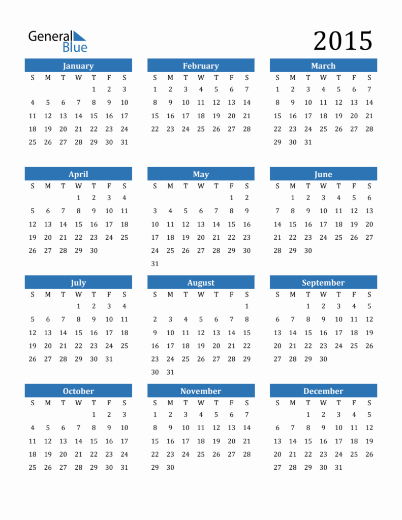 Free 2015 Calendars In PDF Word Excel - 2015 Calendar With Week Numbers Epoch