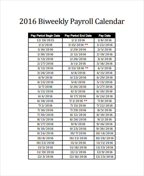 FREE 9 Sample Payroll Calendar Templates In PDF Excel - 2013 Payroll Calendar With Week Numbers