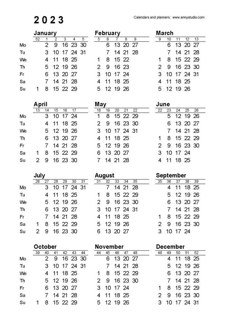 Free Printable Calendars And Planners 2021 2022 And 2023 Calendar  - 2013 Calendar Showing Week Numbers