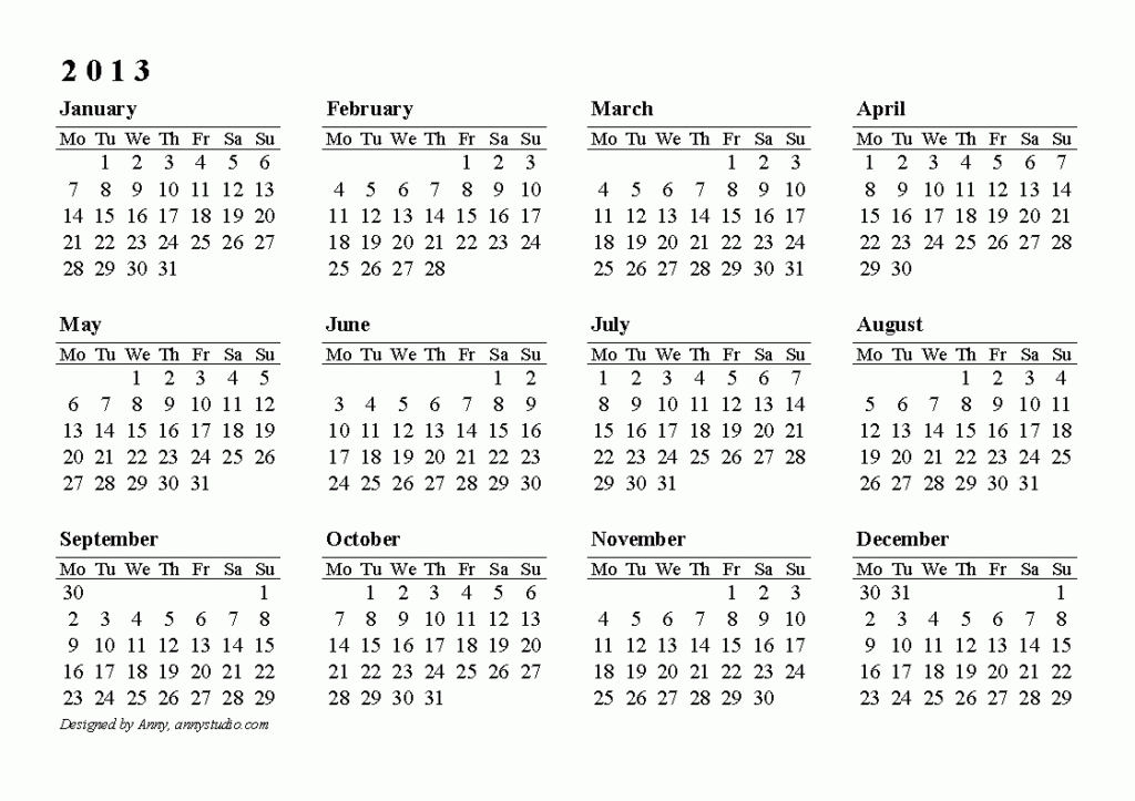 Free Printable Calendars And Planners For 2021 And Past Years - 2013 Financial Calendar With Week Numbers