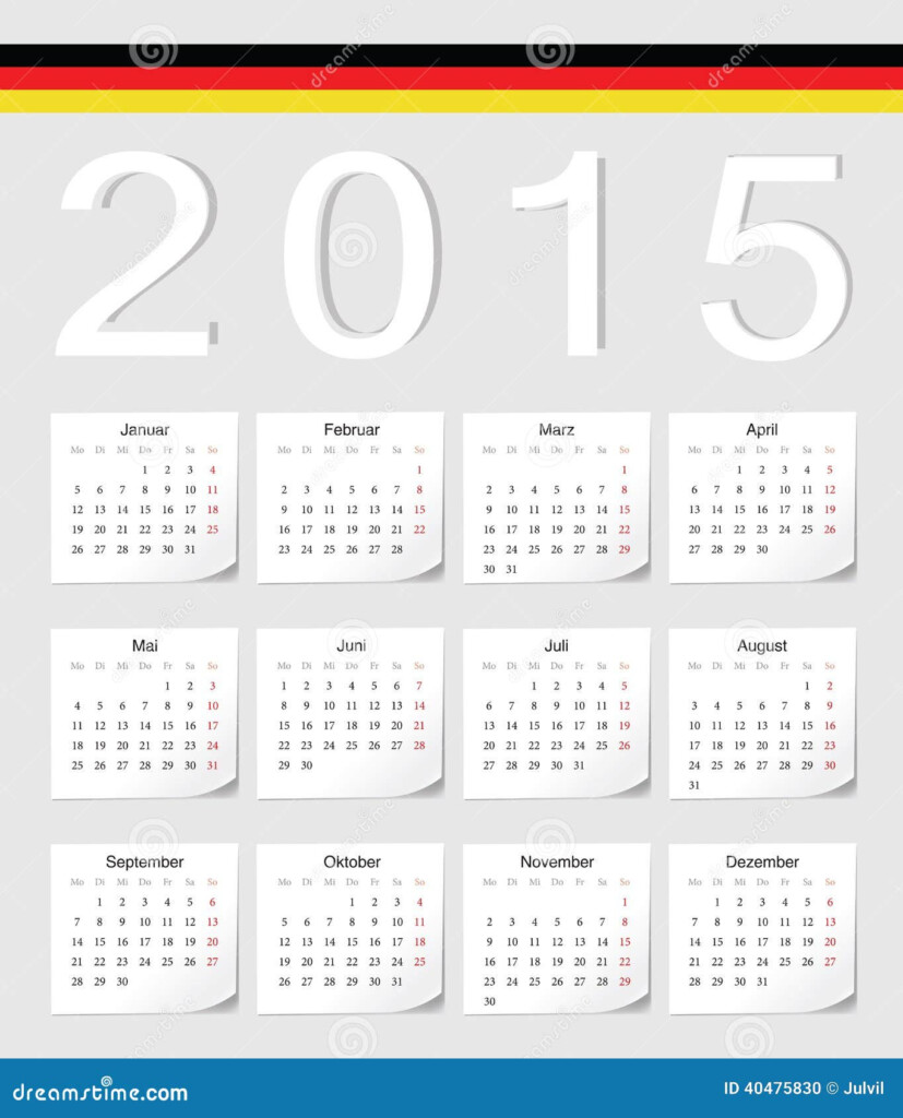 German 2015 Calendar Stock Vector Illustration Of Basic 40475830 - German Calendar 2015 With Week Numbers