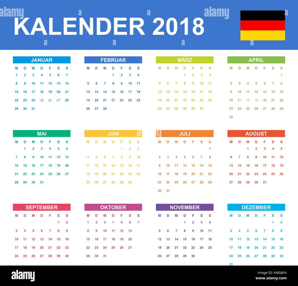 German Calendar For 2018 Scheduler Agenda Or Diary Template Week  - German Calendar Week Numbers 2018