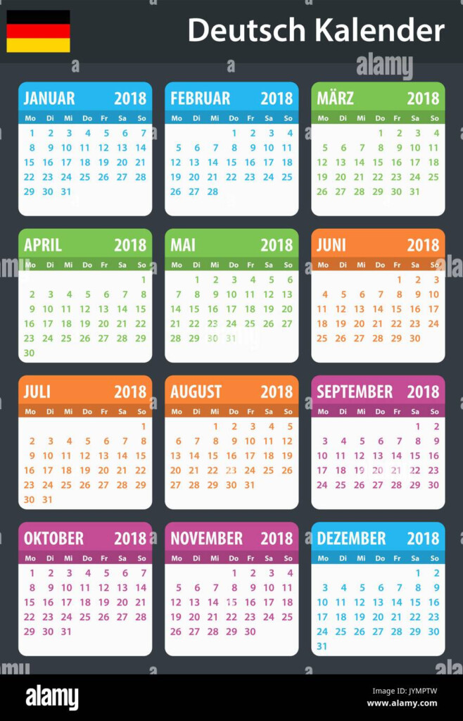 German Calendar For 2018 Scheduler Agenda Or Diary Template Week  - German Calendar Week Numbers 2018