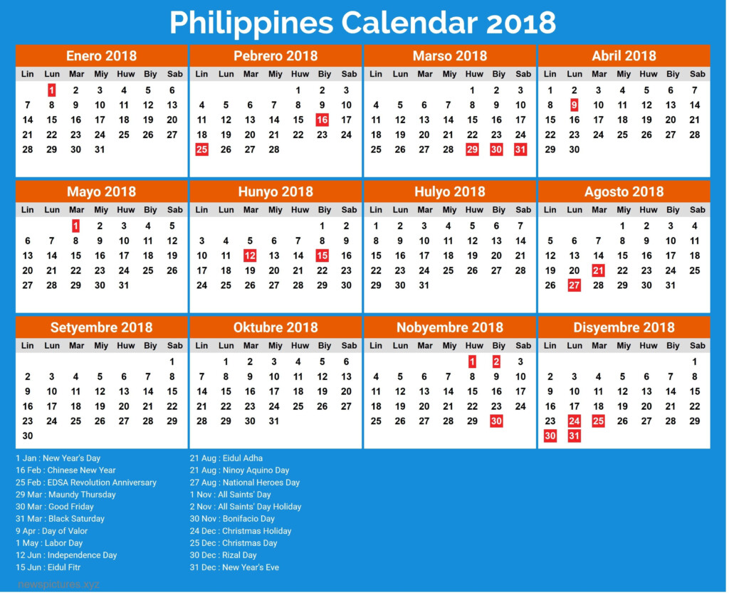 Holidays In Philippines Printable Calendar Template Printable - 2019 Calendar With Week Numbers Printable Philippines