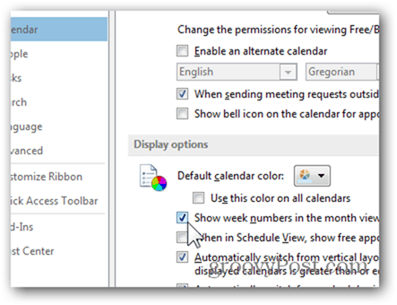 How To Add Week Numbers To Your Outlook 2013 Calendar - Week Numbers In Outlook Calendar 2013