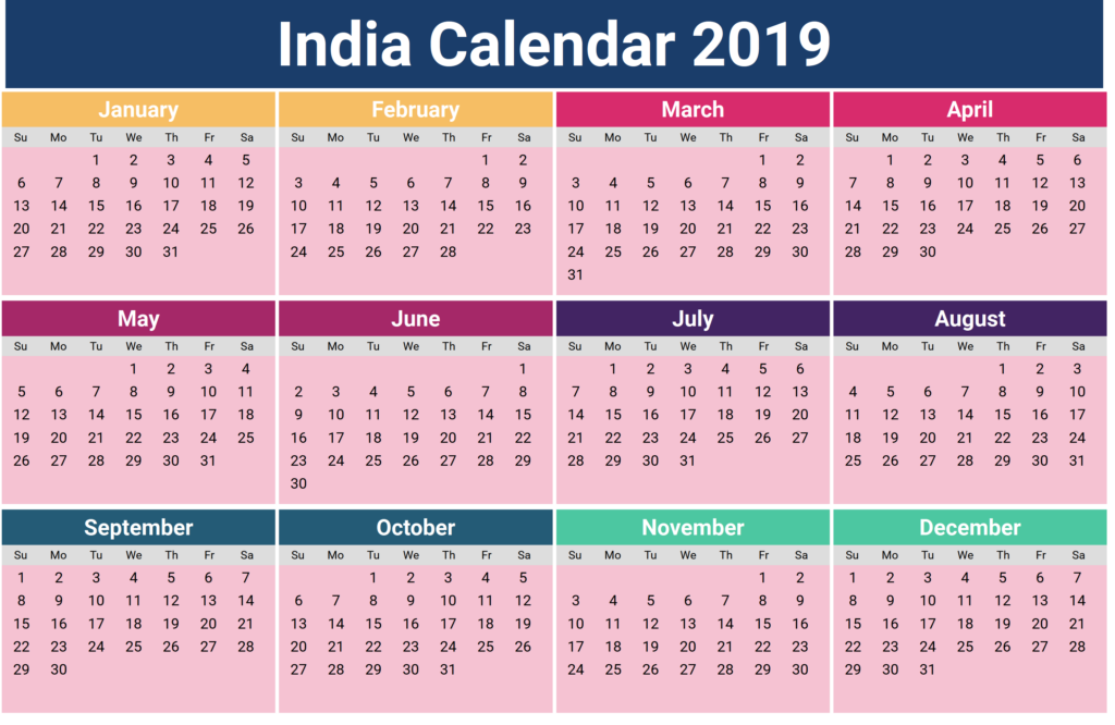 Image For India Calendar 2019 With Holidays Calendar 2019 With  - 2019 Indian Calendar With Week Numbers