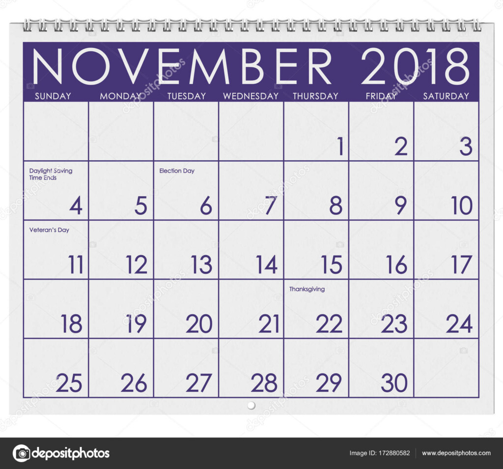 Image Of November 2018 Calendar Asesores - November 2018 Calendar With Week Numbers