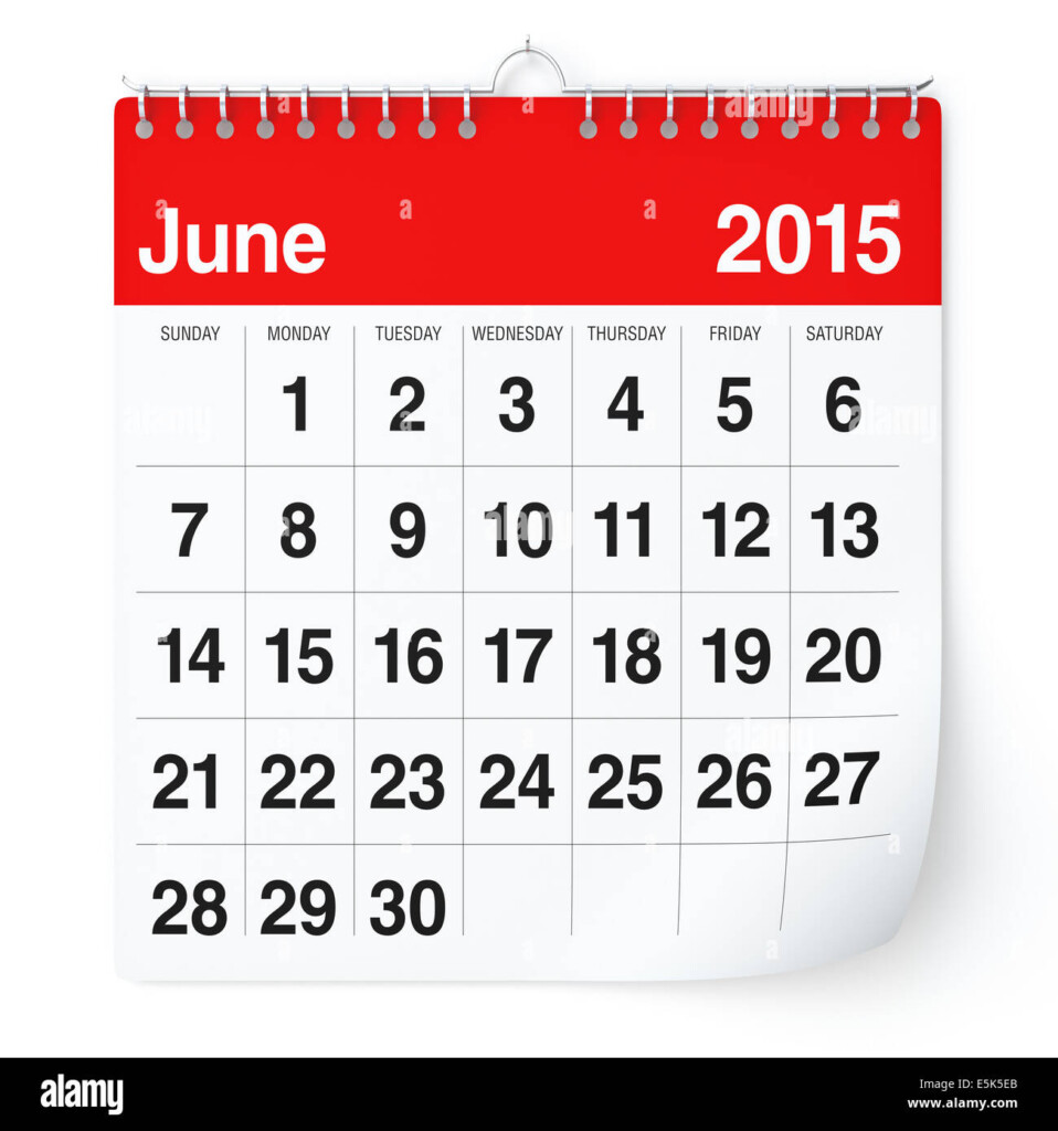 June 2015 Calendar Stock Photo Alamy - June 2015 Calendar With Week Numbers