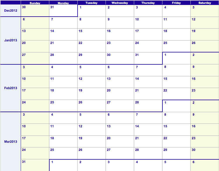 Numbers 2013 Weekly Calendar Template Free IWork Templates - 2013 Weekly Calendar With Week Numbers