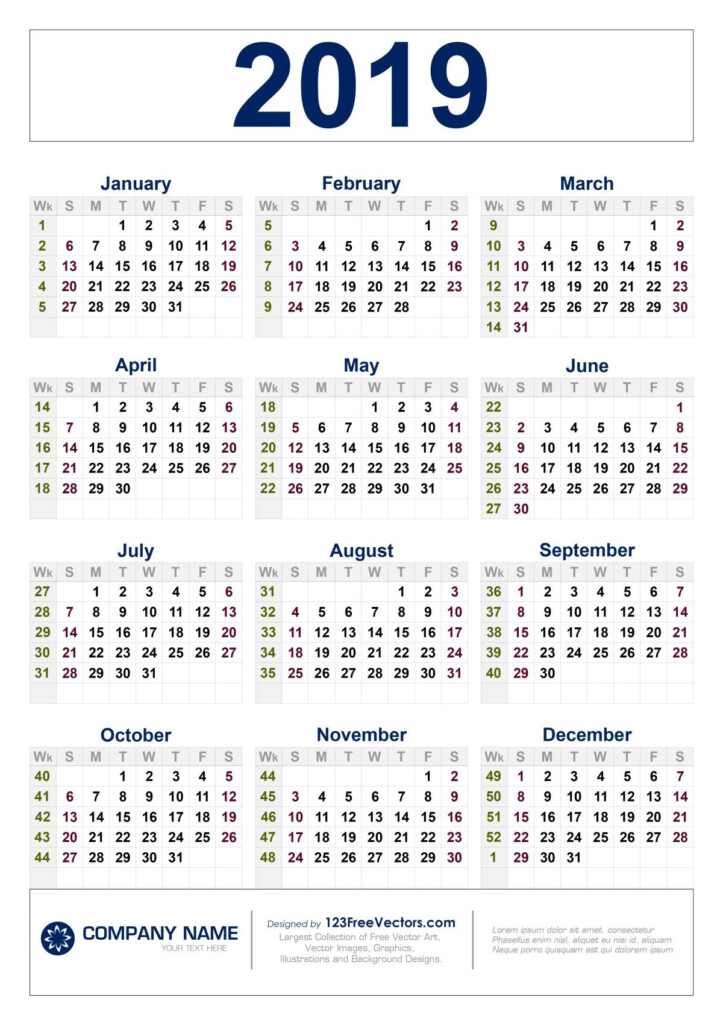 Pick 2019 Calendar With Week Numbers Calendar Printables Free Blank - 2019 Calendar With Week Numbers Math