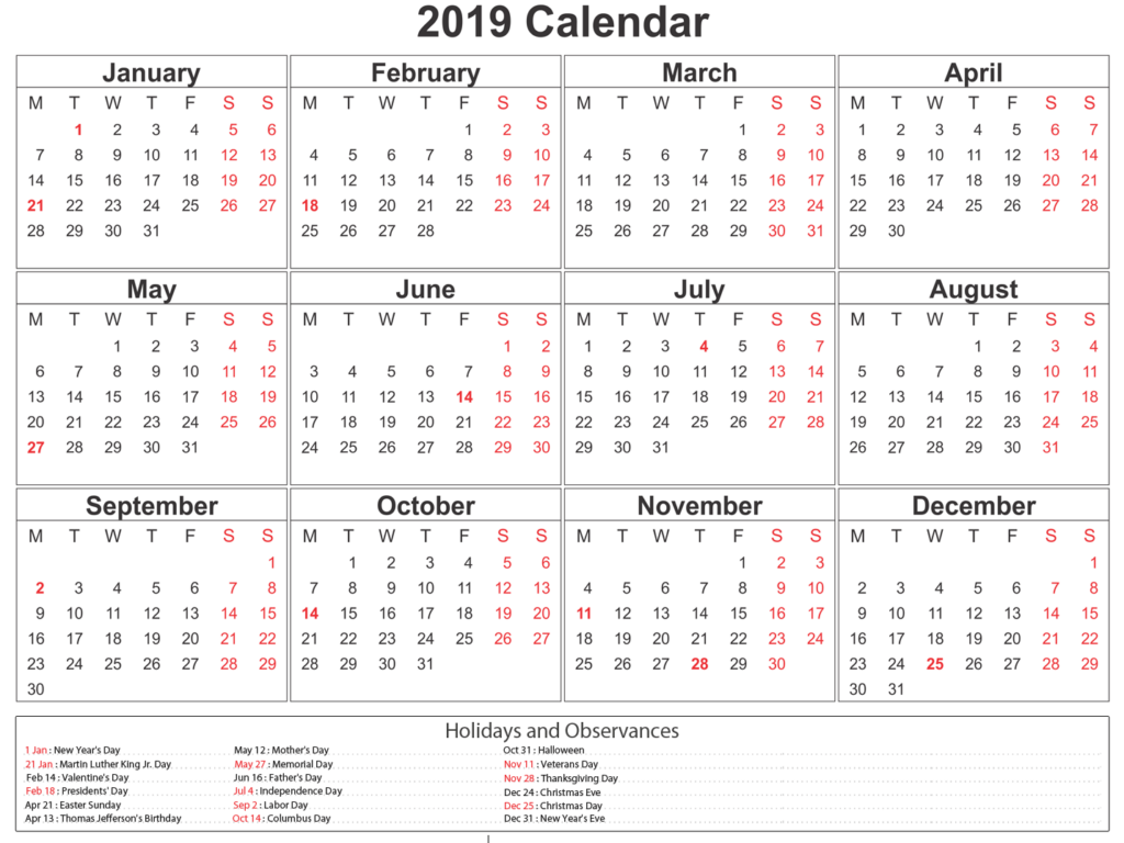 Printable South Africa 2019 Calendar 2019 Calendar Free Calendar  - 2019 Calendar With Week Numbers South Africa