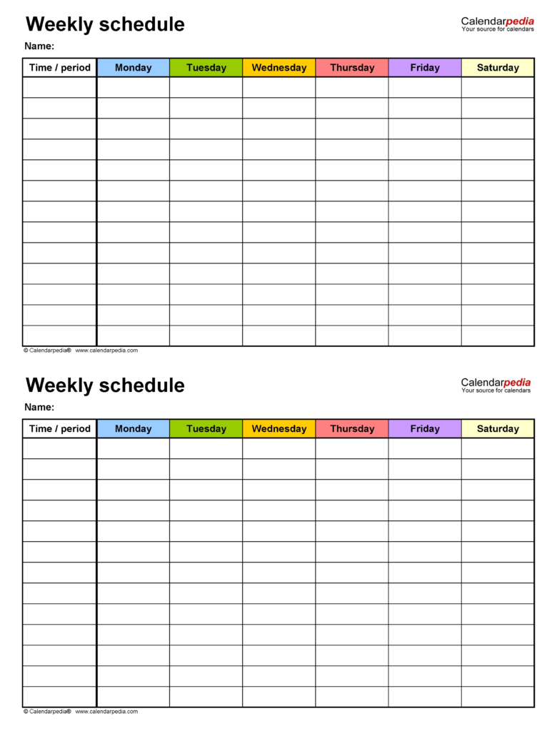 Printable Weekly Planner Excel Template Printable Templates - Numbers Weekly Calendar Template