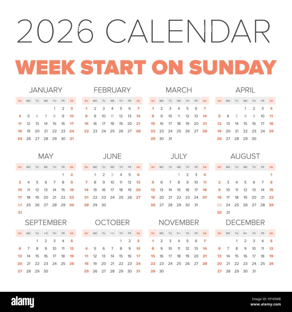 Simple 2026 Year Calendar Week Starts On Monday Stock Vector Image  - 2026 Calendar With Week Numbers