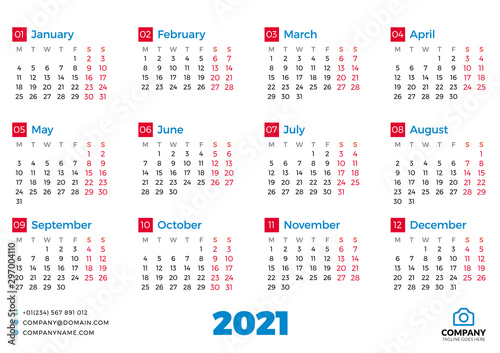 Simple Calendar Template For 202 Year Week Starts On Monday Vector  - 202 Calendar With Week Numbers