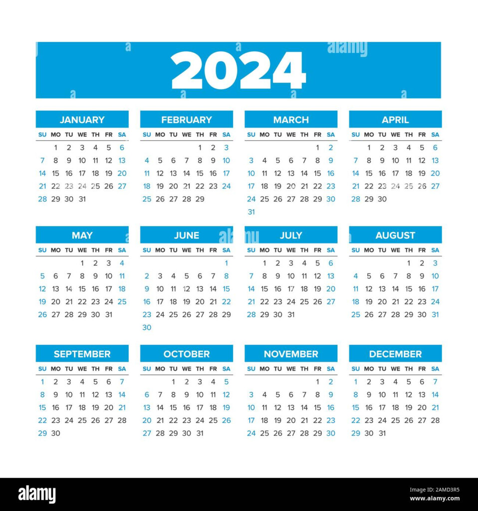 Simple Vector Calendar 2024 Weeks Start On Sunday Stock Vector Image  - 2024 And 2024 Calendar With Week Numbers