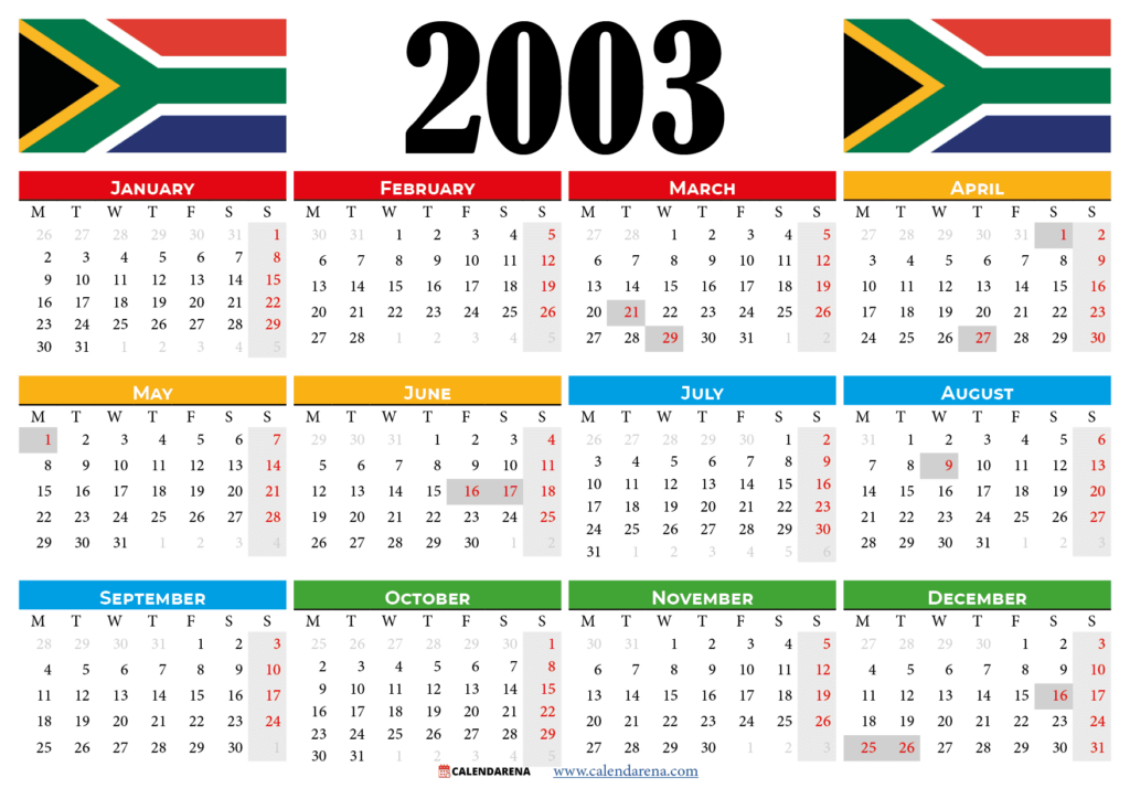 South Africa 2023 Calendar With Holidays Printable - 2015 Calendar South Africa With Week Numbers