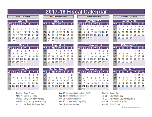 UK Fiscal Calendar Template 2017 18 Free Printable Templates - Financial Calendar With Week Numbers 2017