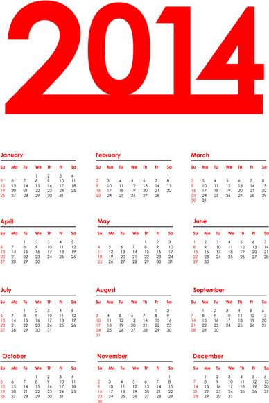 Week Number 2014 Calendar Free Vector Download 4 032 Free Vector For  - 2014 Calendar With Week Numbers