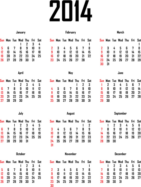 Week Number 2014 Calendar Free Vector Download 4 032 Free Vector For  - 2014 Calendar With Week Numbers