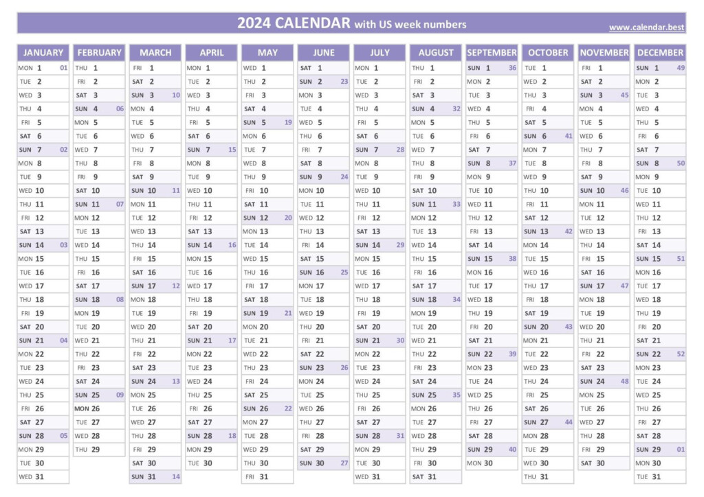 Week Number Calendar 2024 Download Erika Jacinta - Annual Calendar With Week Numbers 2024