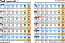 Week Numbers 2014 With Excel Word And PDF Templates - Printable 2014 Calendar Uk With Week Numbers