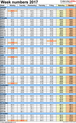 Week Numbers 2017 With Excel Word And PDF Templates - Financial Calendar With Week Numbers 2017