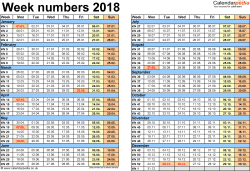 Week Numbers 2018 With Excel Word And PDF Templates - Uk Calendar 2018 With Week Numbers