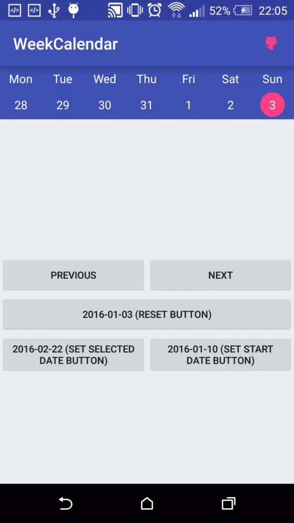 WeekCalendar A Simple Weekly Calendar codeKK AndroidOpen Source Website - Android 5 Calendar Week Numbers