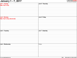 Weekly Calendars 2017 For Excel 12 Free Printable Templates - Weekly Calendar 2017 Excel With Week Numbers