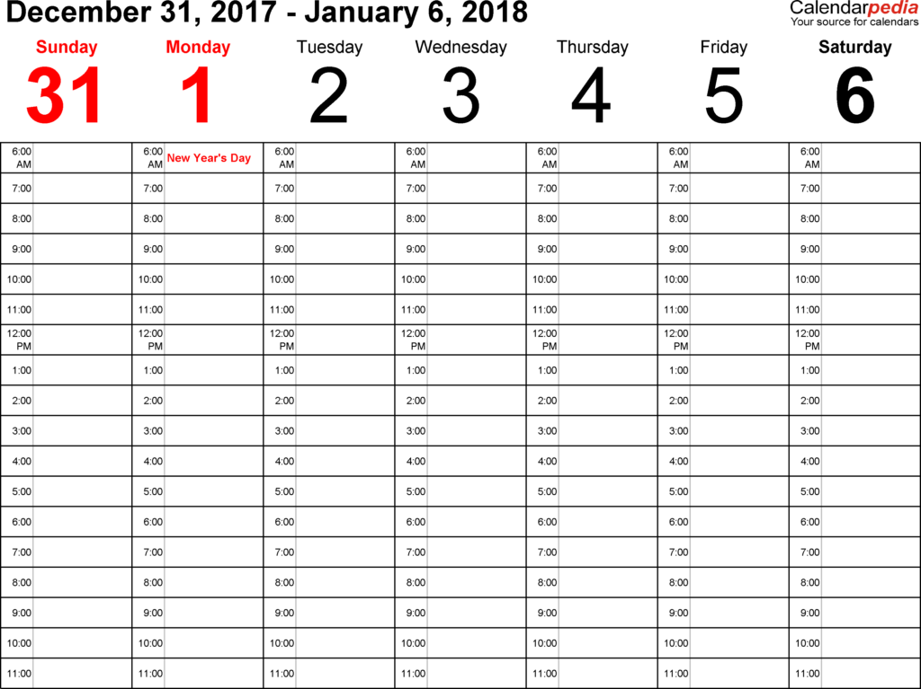 Weekly Calendars 2018 For PDF 12 Free Printable Templates - Free Printable Weekly Calendar 2018 With Week Numbers