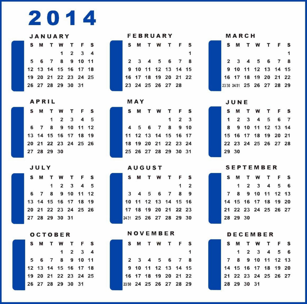 Yearly Calendar 2014 Printable Calendar 2014 Blank Calendar 2014  - 2014 Calendar Numbered Weeks