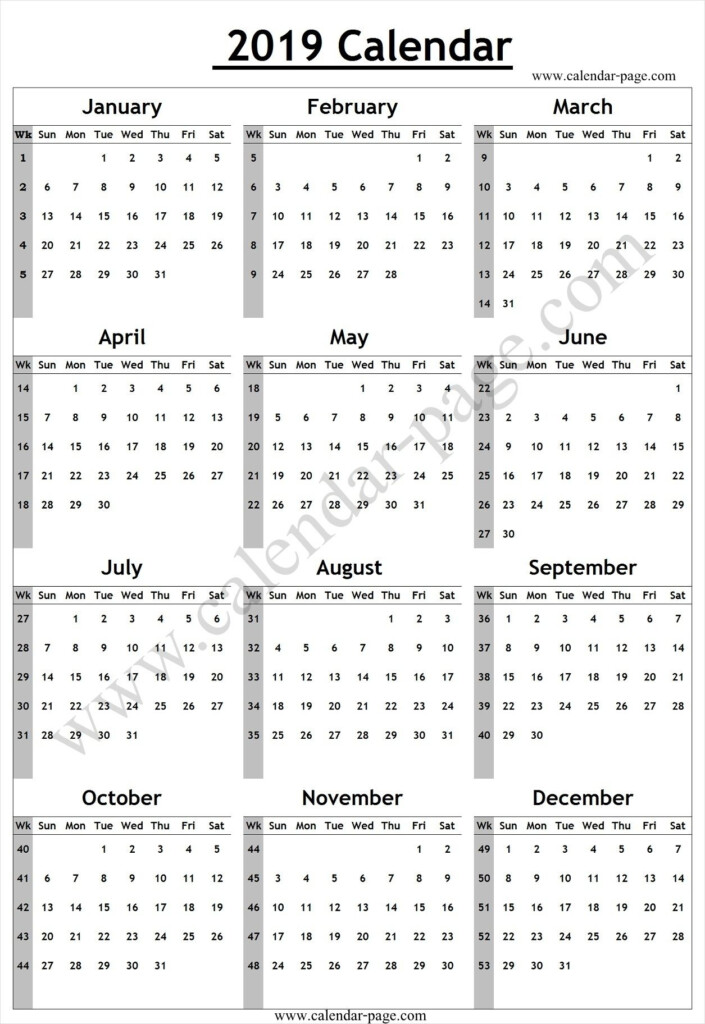 Yearly Calendar With Week Numbers - Yearly Calendar With Week Numbers