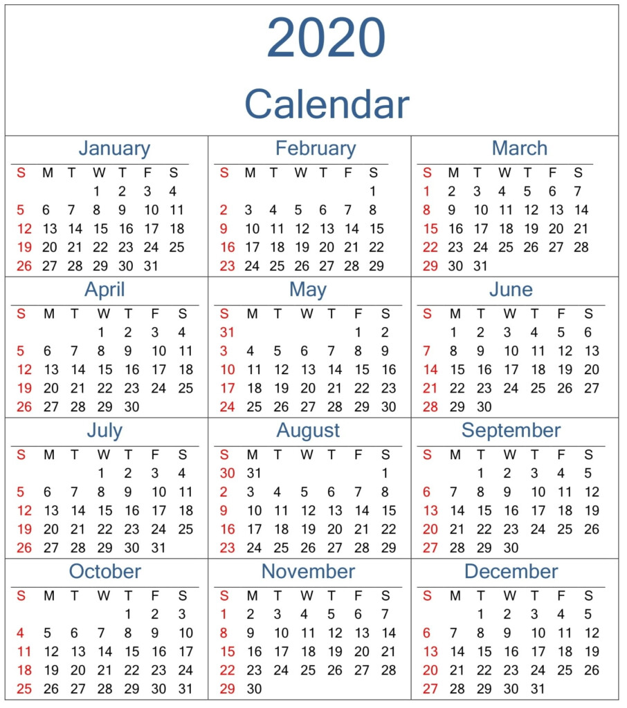 Yearly Monday To Sunday Calendar 2020 With Week Numbers - 2020 Calendar With Week Numbers Excel